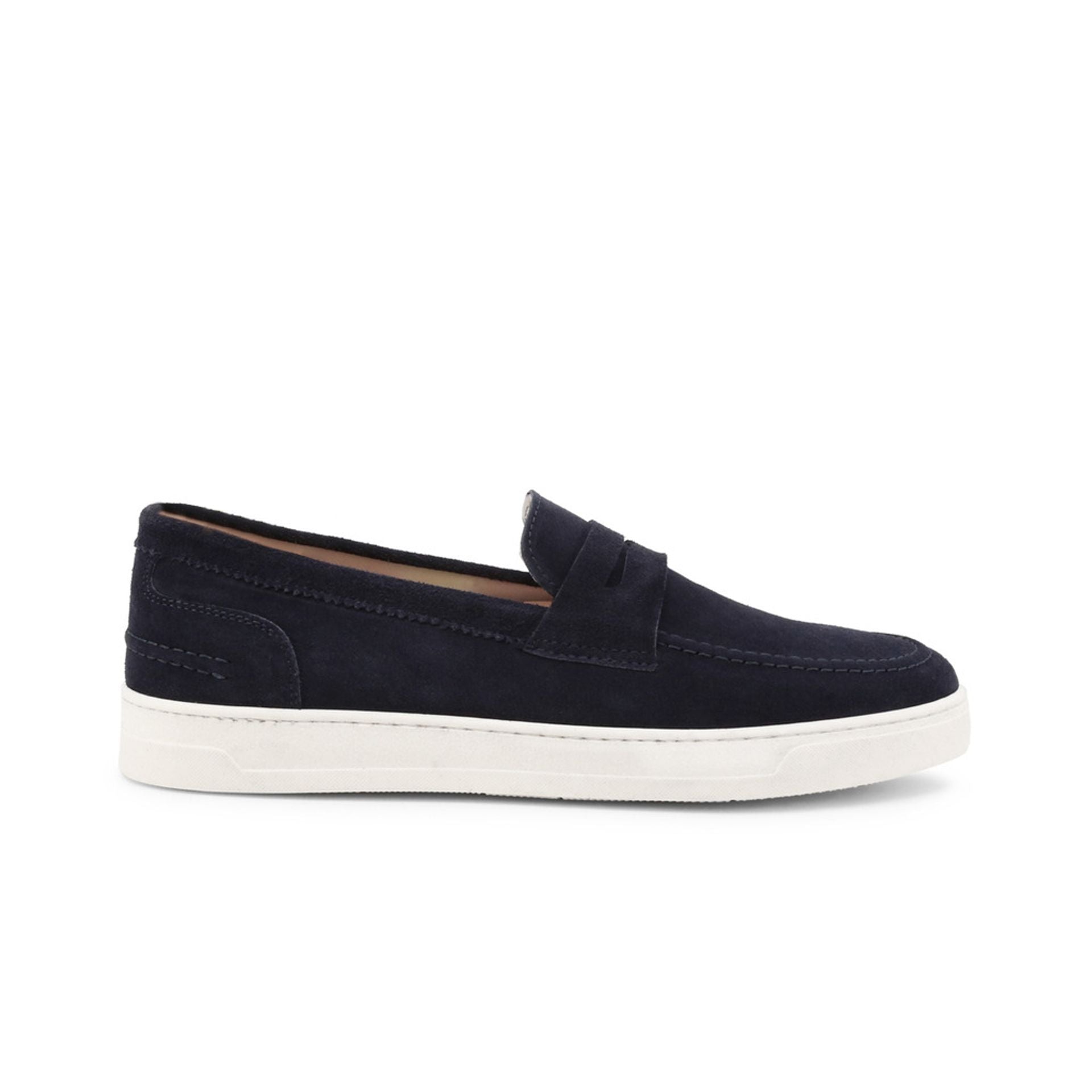 mocassini uomo slip on scamosciati blu Duca di Morrone