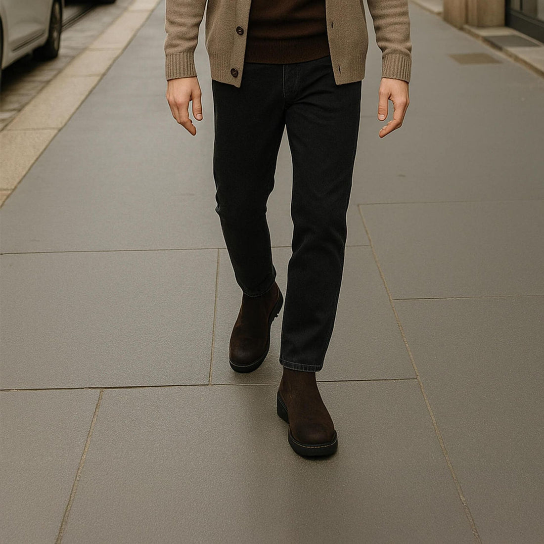 uomon indossa Stivaletti Uomo Camoscio Marrone | Made in Italy | Furio