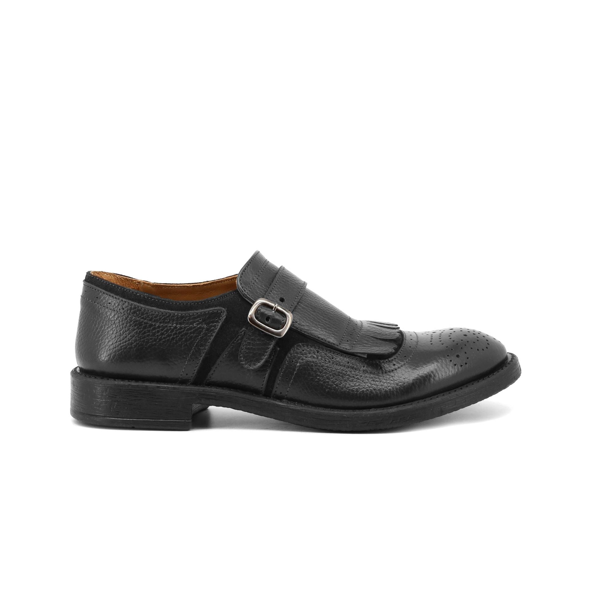 Scarpe uomo eleganti nere con frangia e fibbia Duca di Morrone