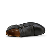 Scarpe uomo eleganti nere con frangia e fibbia Duca di Morrone     vista da alto