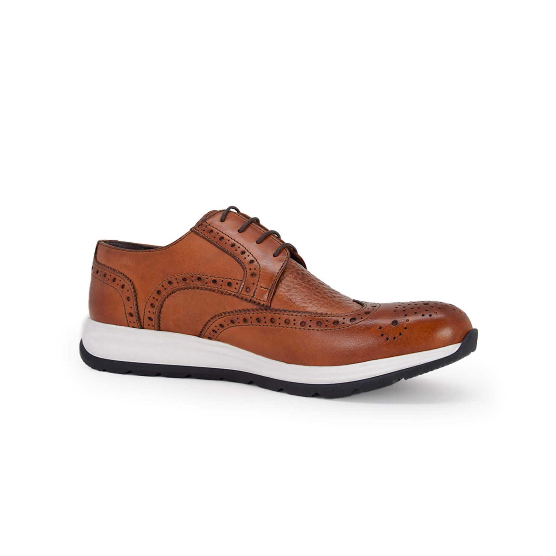 Scarpe snekears eleganti Stringate da uomo in pelle marrone made in italy coda di rondine