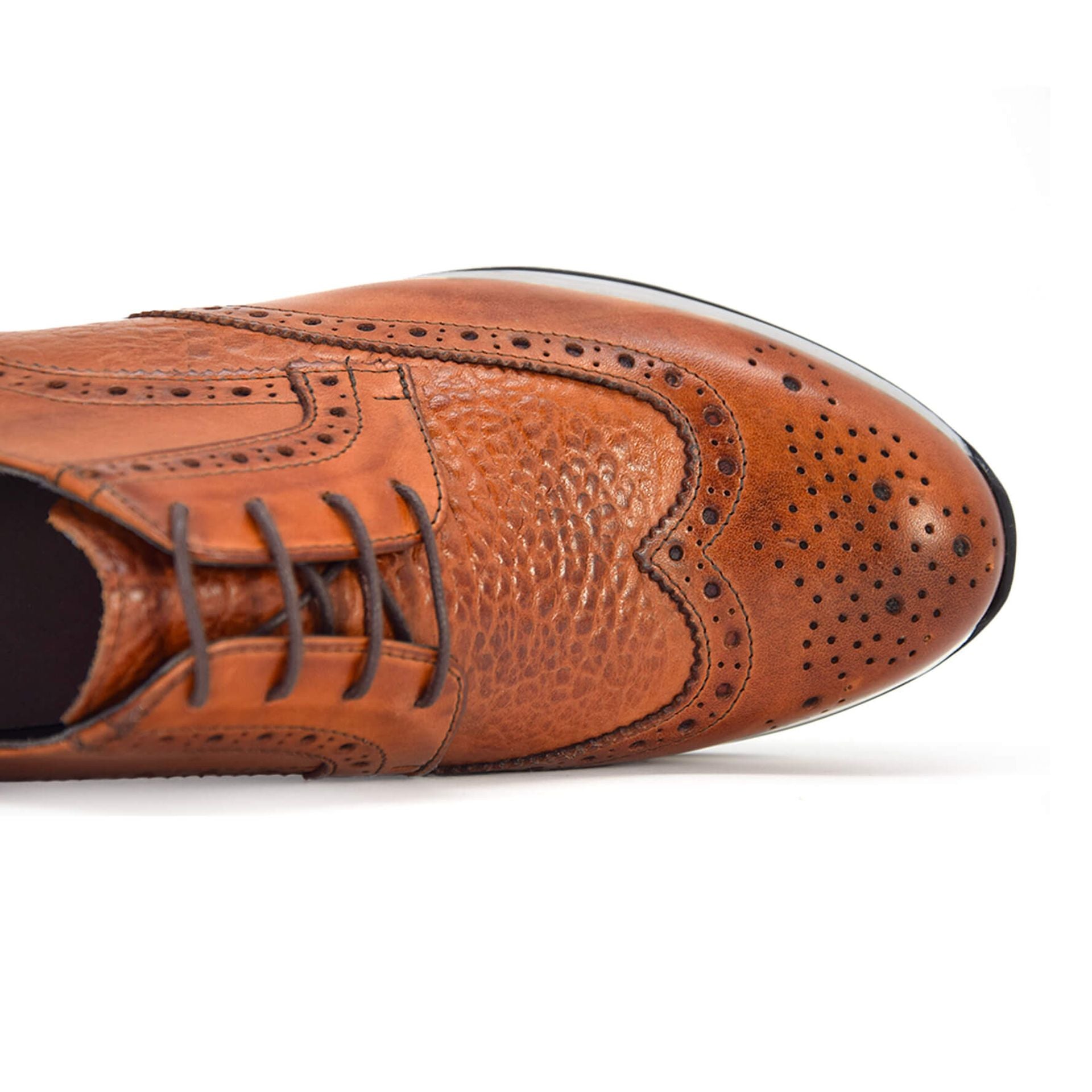 Scarpe snekears eleganti Stringate da uomo in pelle marrone made in italy Punta a coda di rondine