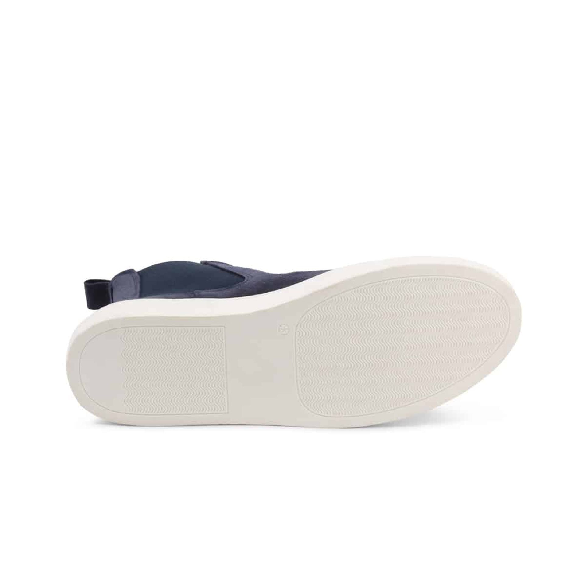 Sneakers alte senza lacci camoscio blu Duca di Morrone suola