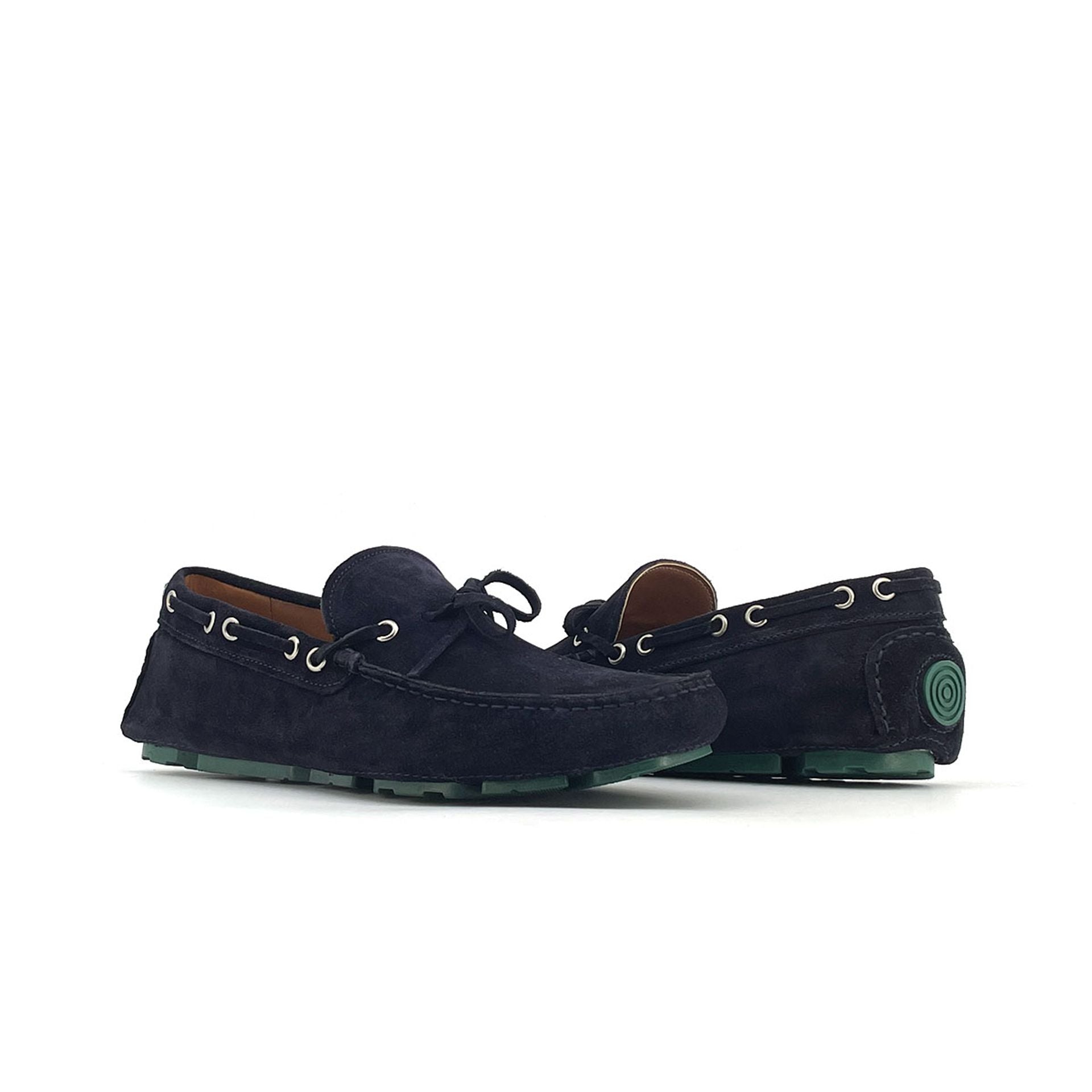 Mocassini Uomo driver Camoscio Blu Verde- Edoardo