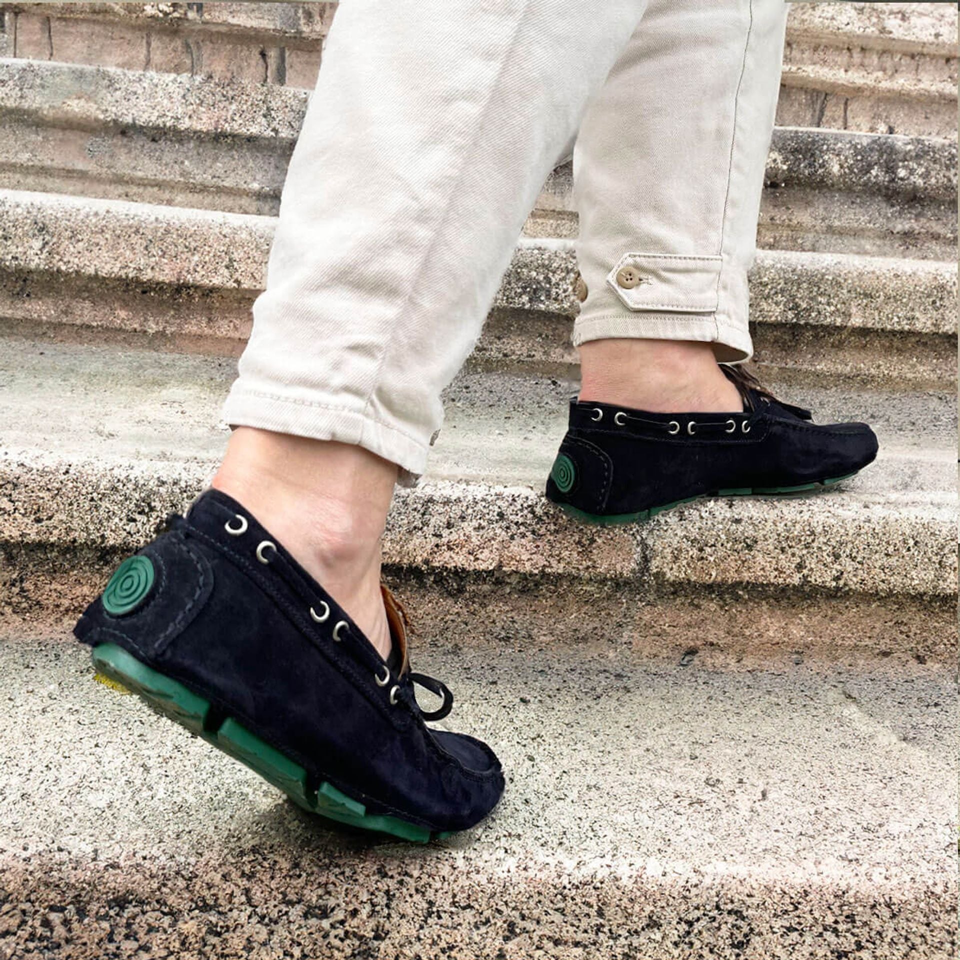 Mocassini Uomo driver Camoscio Blu Verde- Edoardo