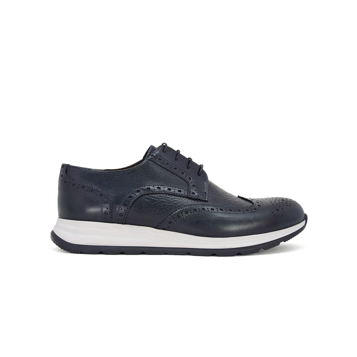 sneakers stringate da uomo in pelle blu made in italy