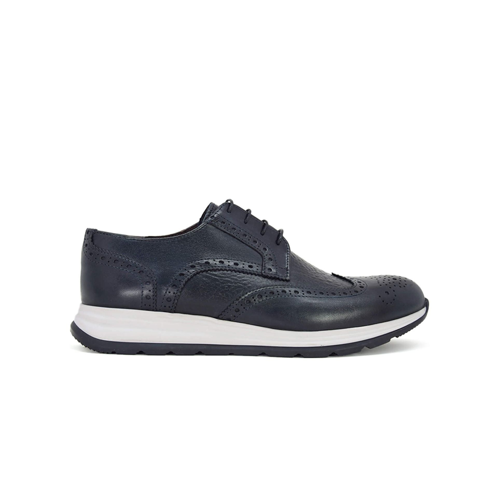 sneakers stringate da uomo in pelle blu made in italy
