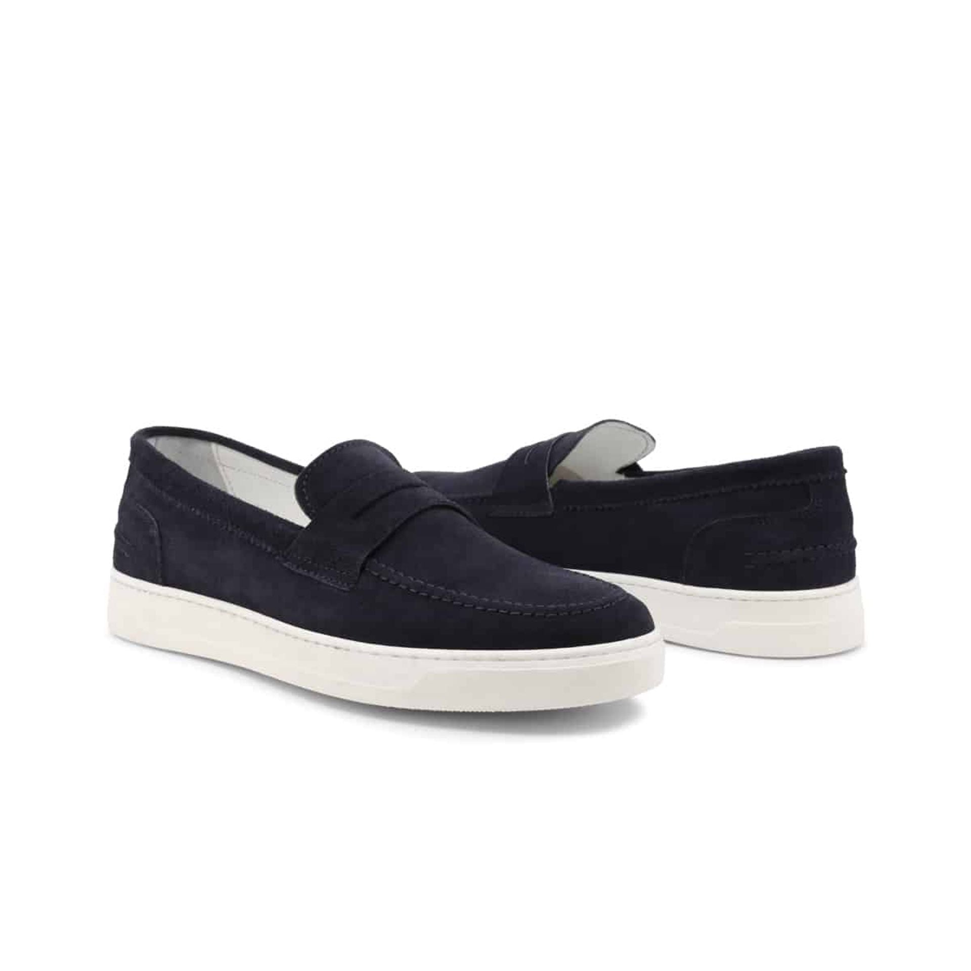 Paio di mocassini uomo slip on scamosciati blu Duca di Morrone