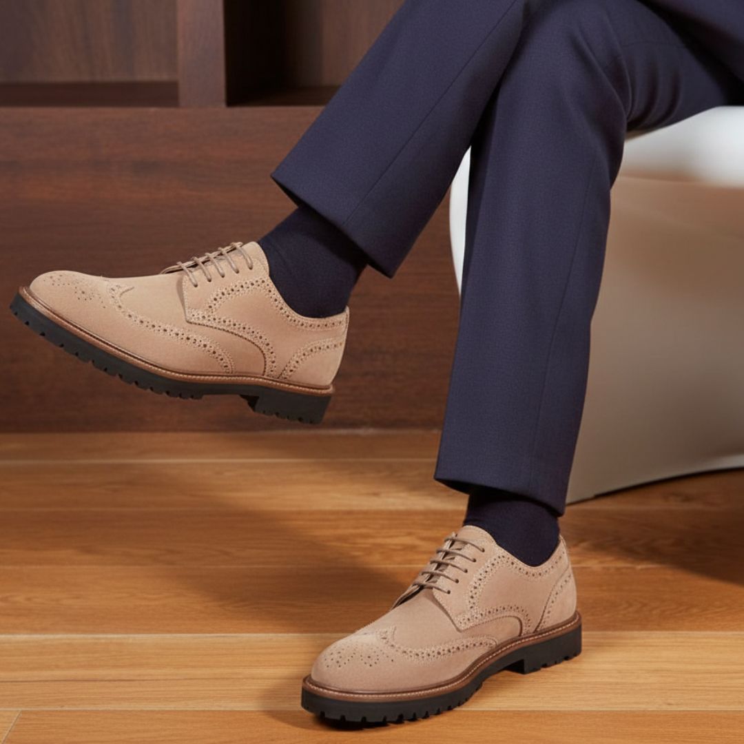 Scarpa stringata in camoscio beige - Alvise