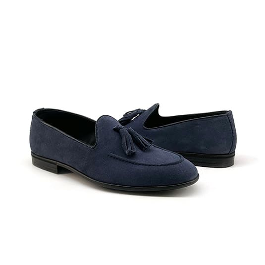 Quasten-Slipper aus Wildleder - Blau -  Ascanio