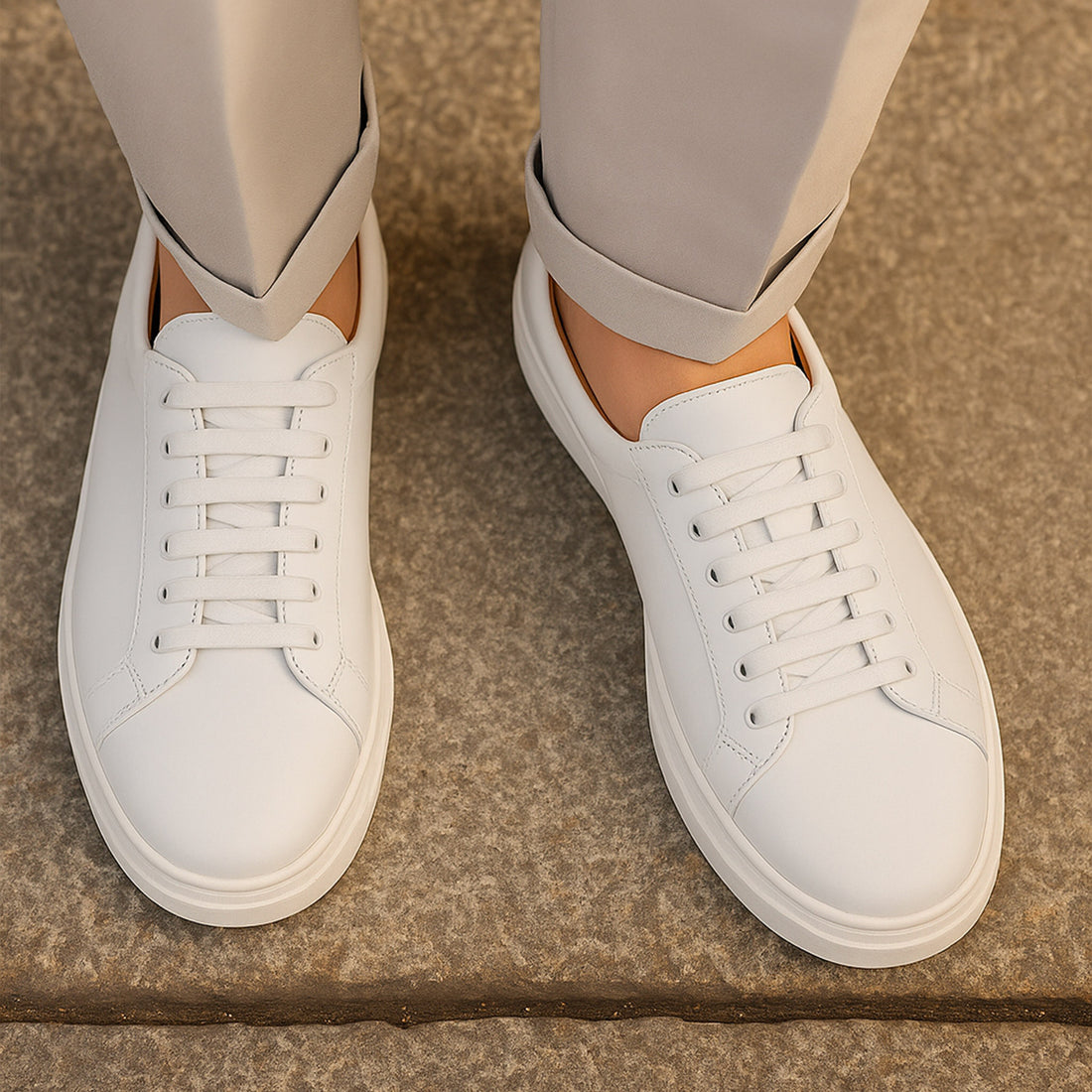 Weiße Leder -Turnschuhe - Fabrizio