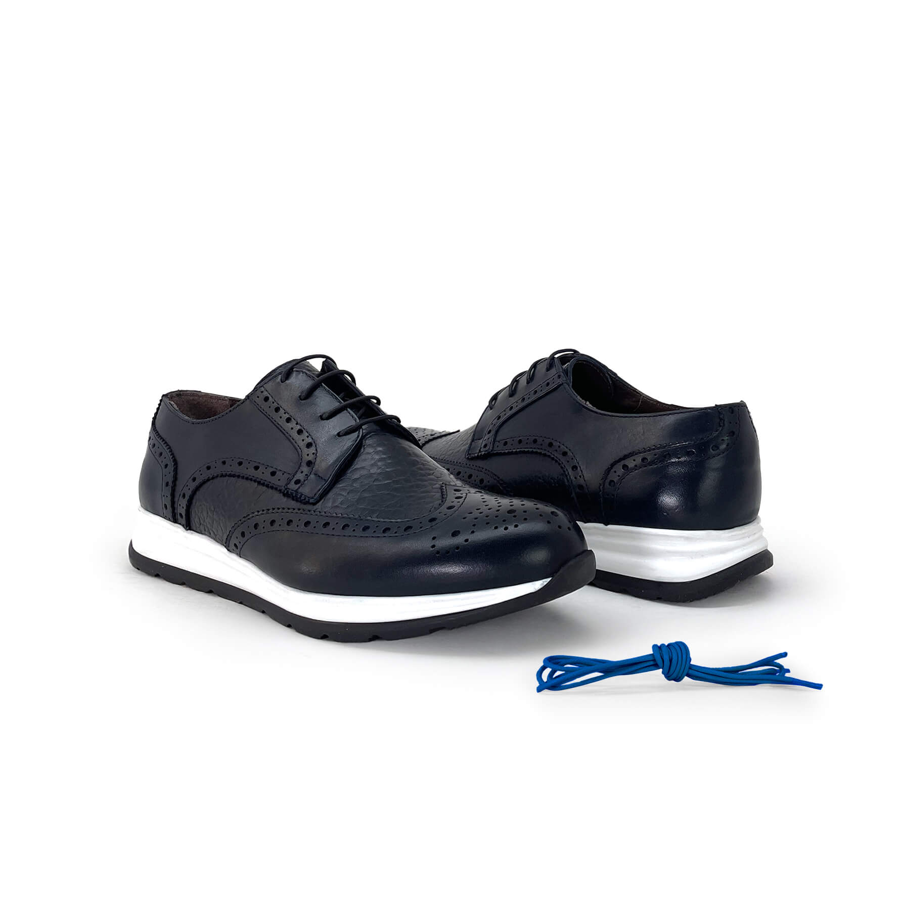 Herrenschnur in blauem Leder - Giuseppe