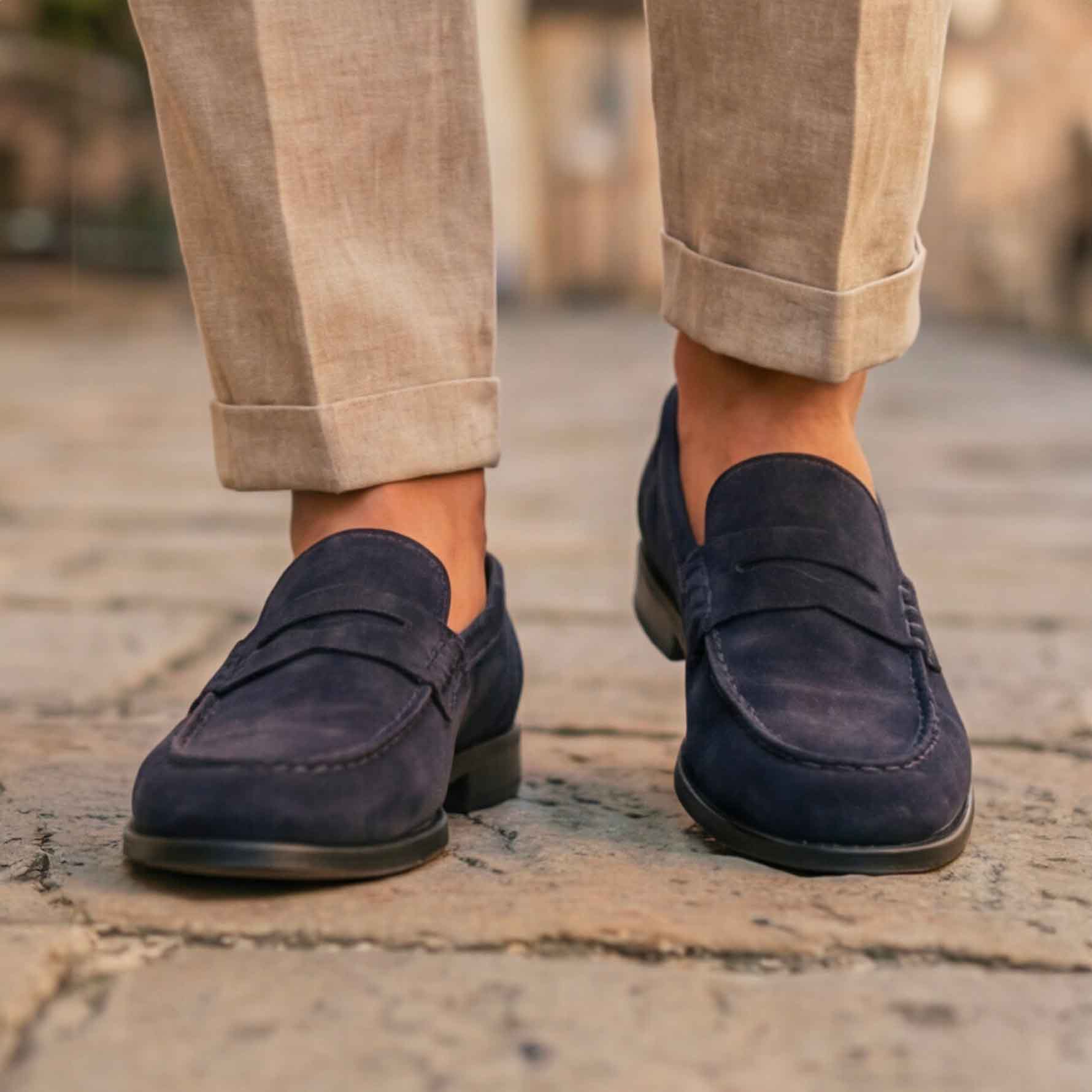 Blaue Wildleder-Slipper - Leone