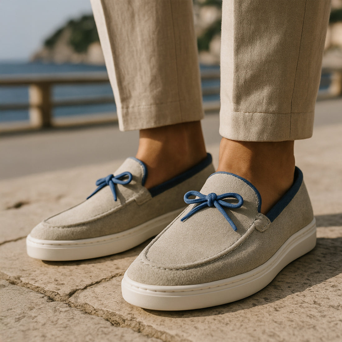 Moccasin en daim bleu - Marino