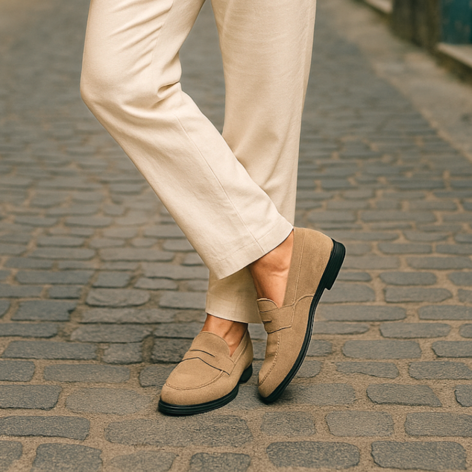 Mocassini in camoscio beige - Leone