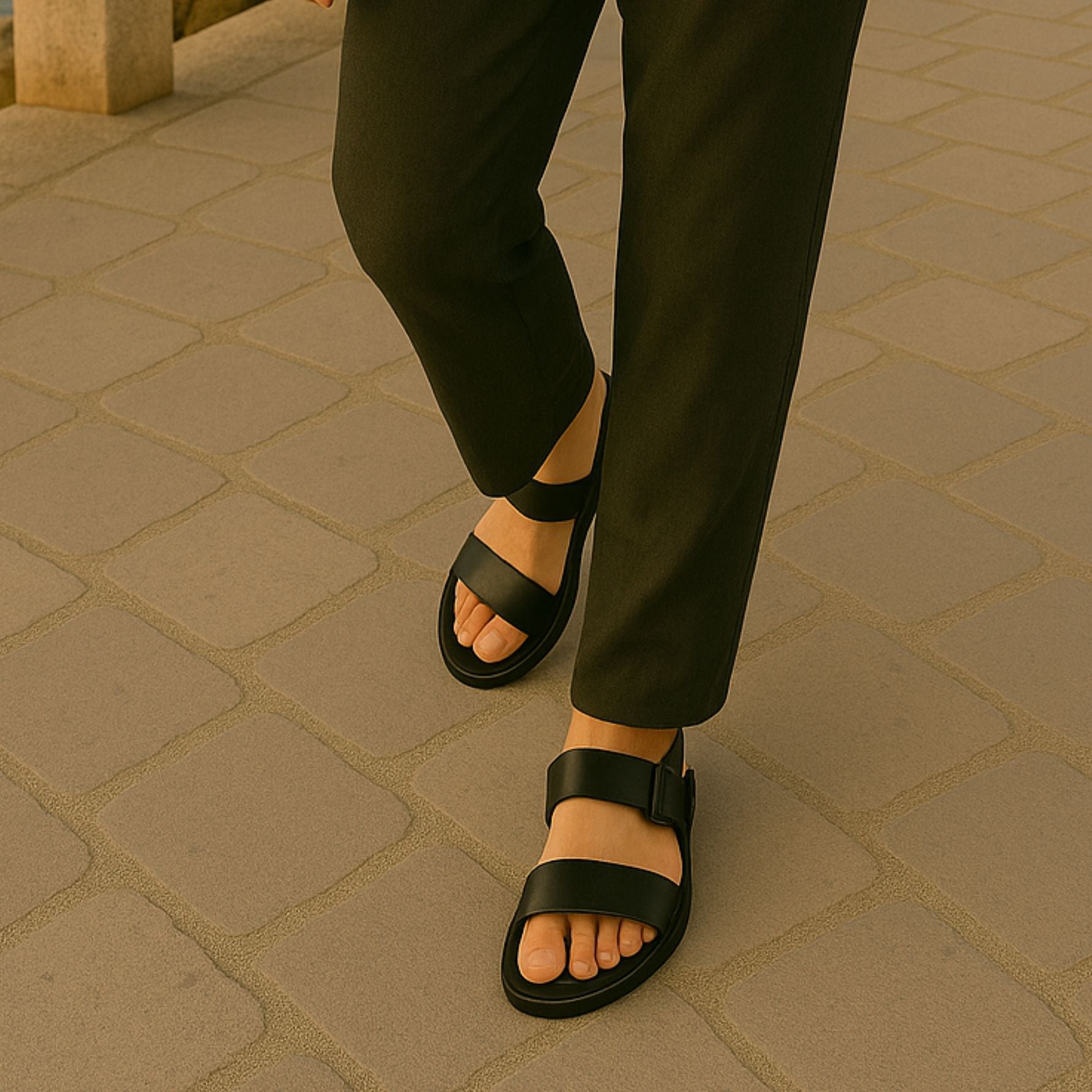 Schwarze Ledersandalen - Pietro