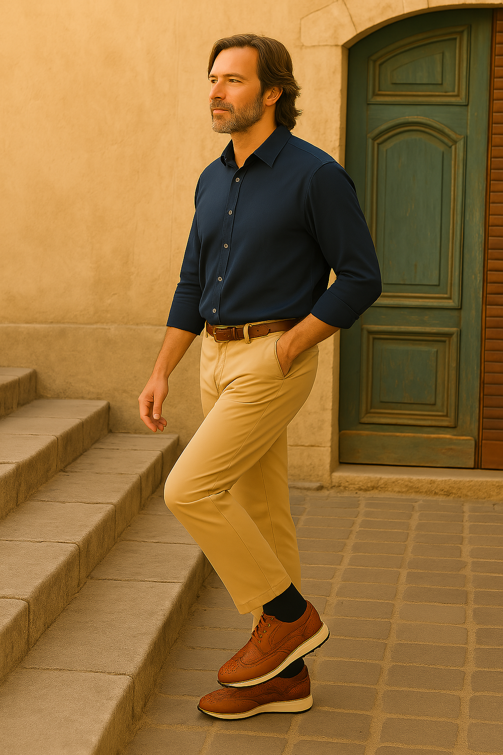 uomo indossa Scarpe snekaers eleganti Stringate da uomo in pelle marrone made in italy