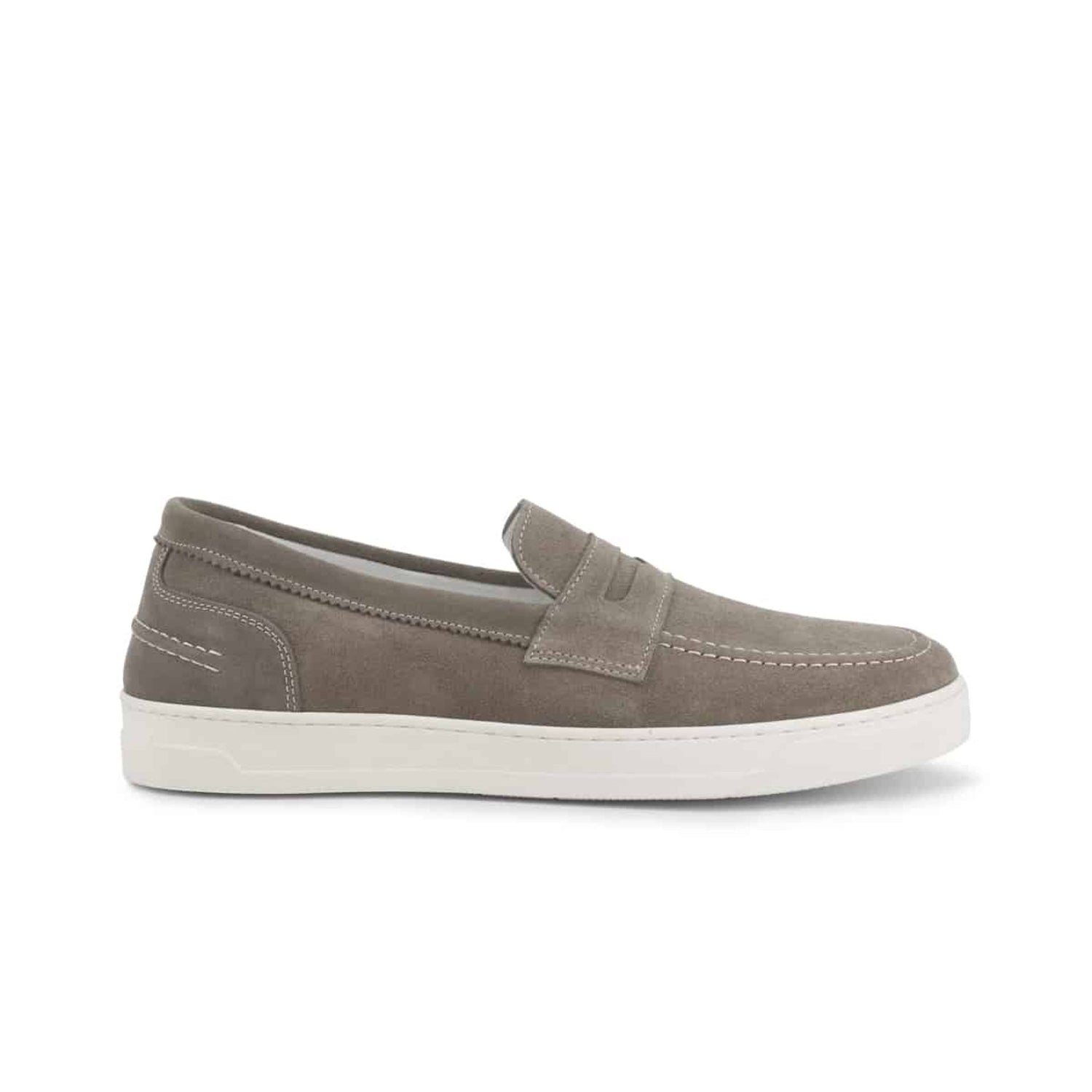 Mocassini estivi Uomo slip on suola bianca camoscio talpa - Enea