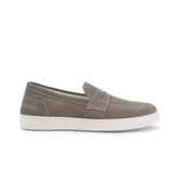 Mocassini estivi Uomo slip on suola bianca camoscio talpa - Enea