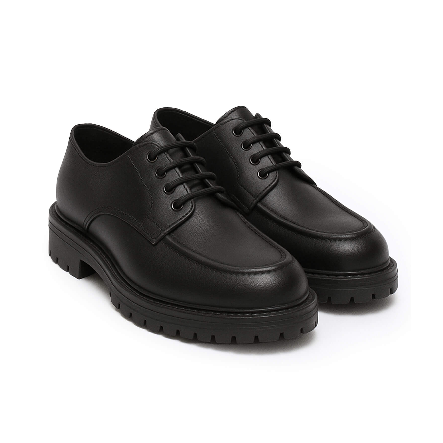 Paio di Scarpa Derby Modello Ingeniere Pelle Nera - Made in Italy - Marcello - suola tipo roccia