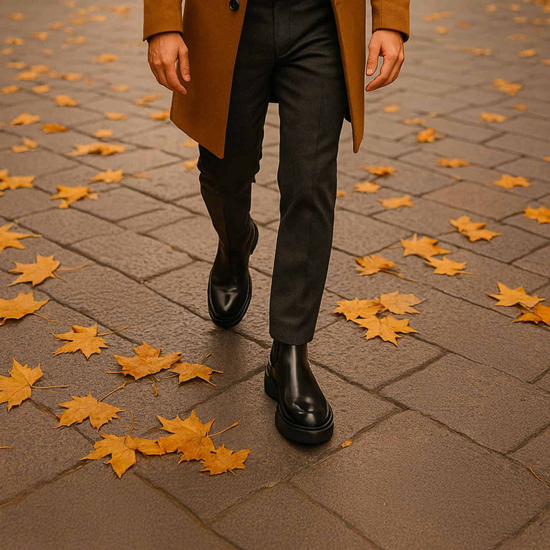 uomo indossa Stivaletti Uomo in Pelle Nera | Made in Italy | Furio