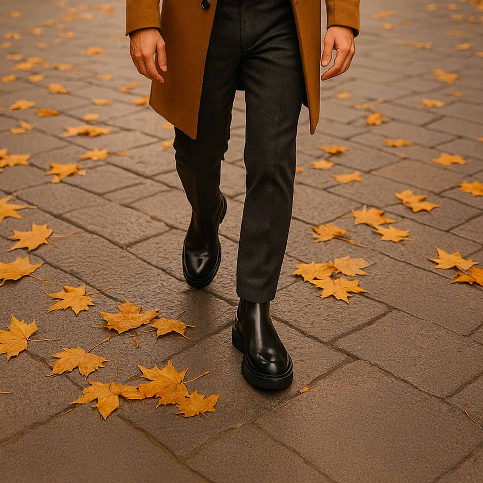 uomo indossa Stivaletti Uomo in Pelle Nera | Made in Italy | Furio