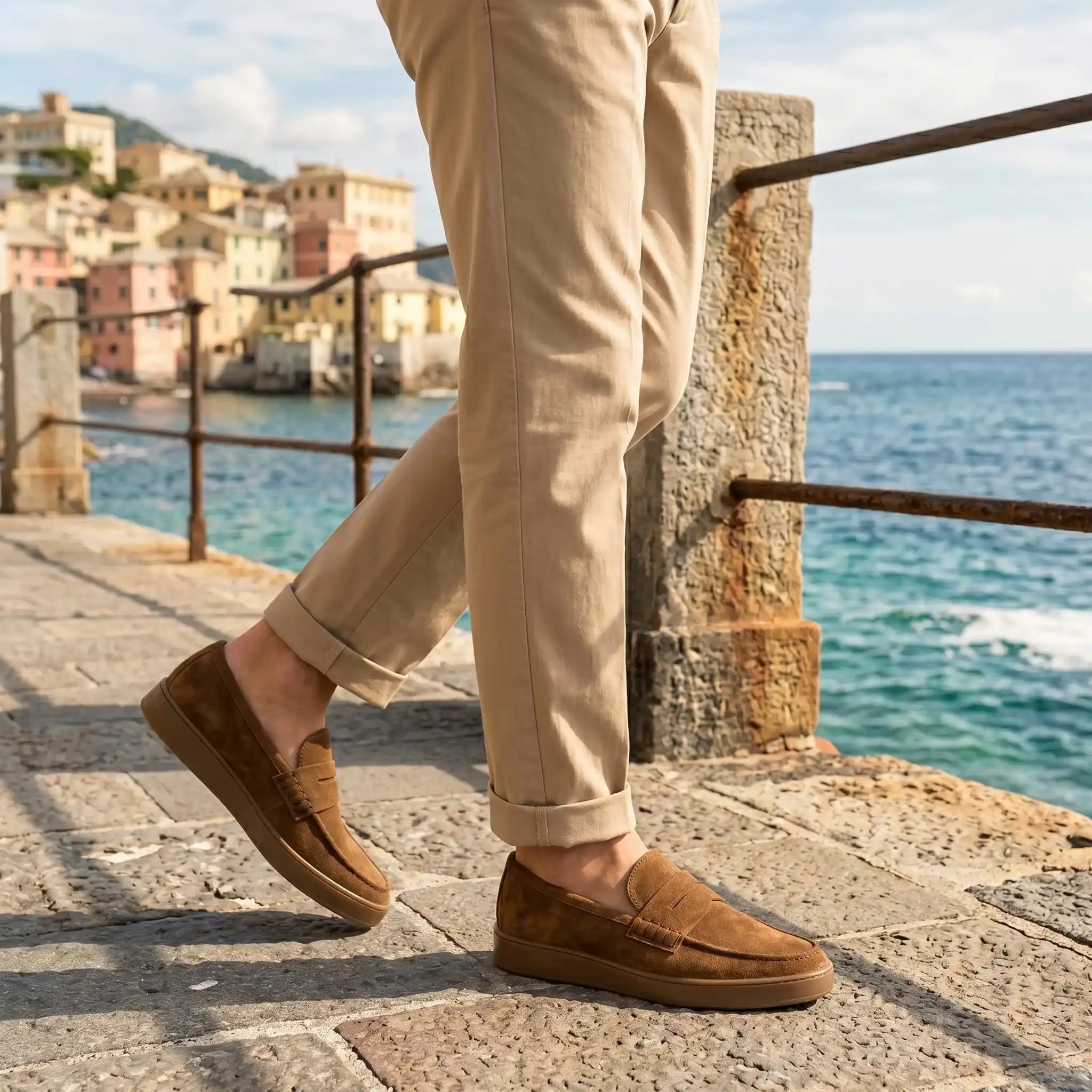 Dove gray suede moccasins - Enea