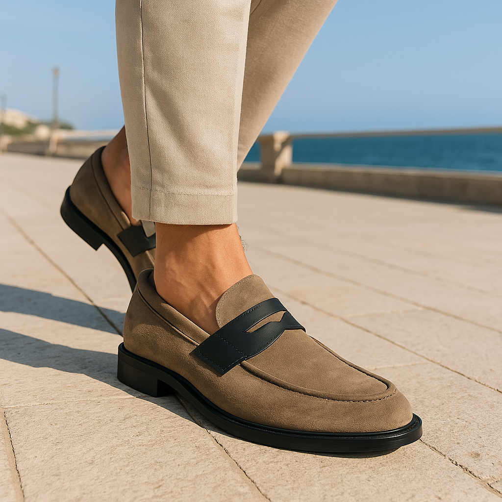 Mocassini uomo scamosciati taupe - Antonio