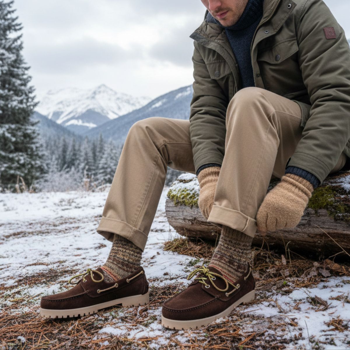 Mocassini invernali in camoscio marrone - Timberio