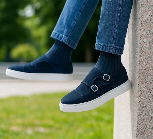 Boucle en daim bleu double - Guglielmo