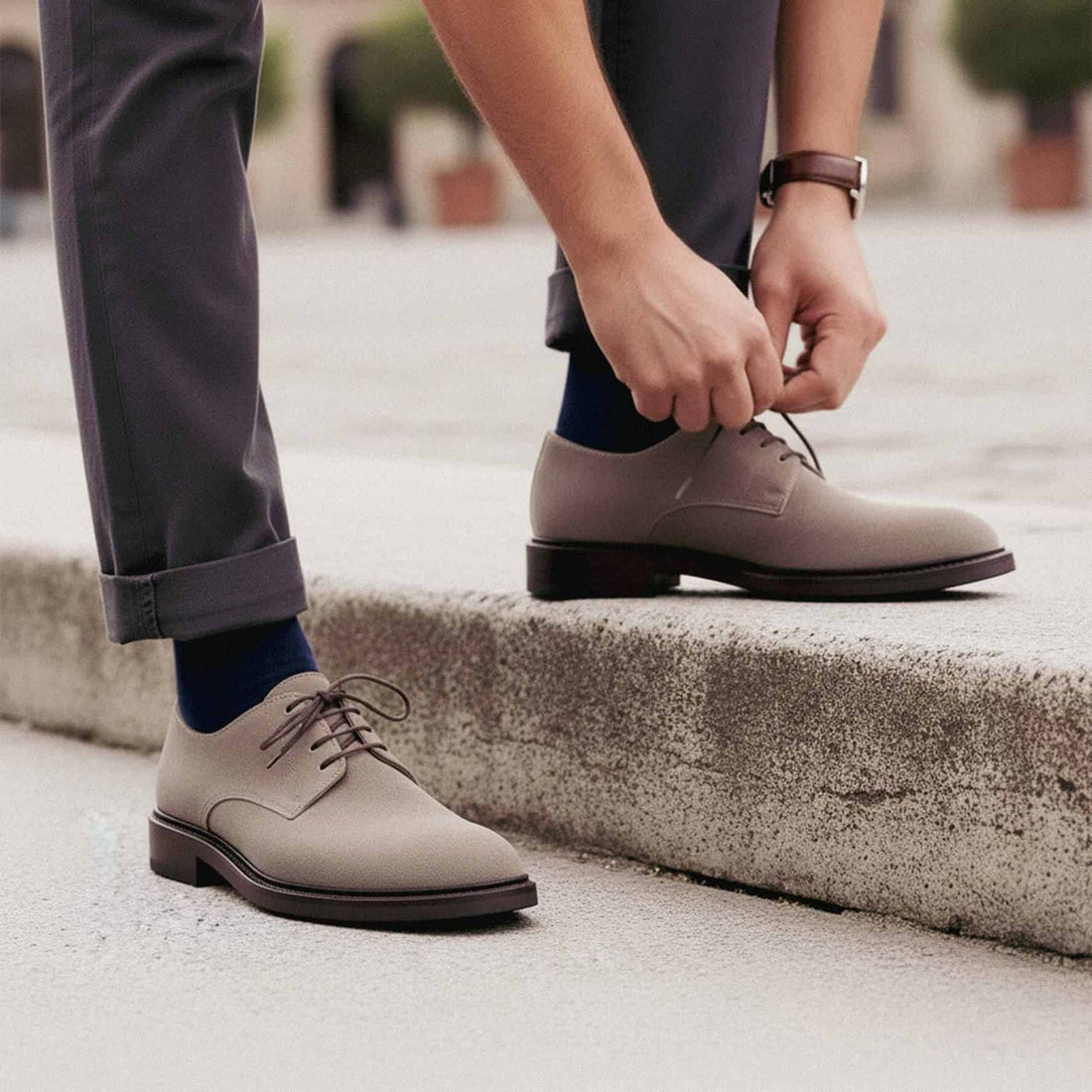 Chaussures de derby en daim gris - Lucrezio