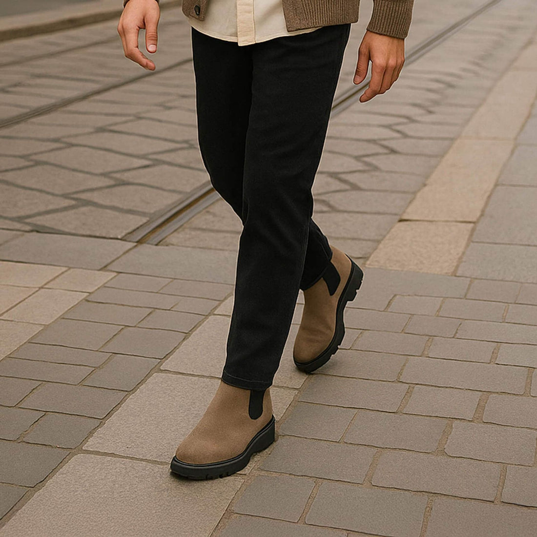 Beige Wildleder -Männer Stiefel - Furio