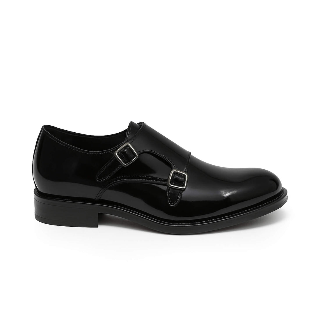 Scarpa Doppia Fibbia in Pelle Nera - Davide