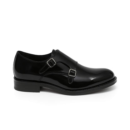 Scarpa Doppia Fibbia in Pelle Nera - Davide