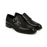 Paio di Scarpe Doppia Fibbia in Pelle Nera - Davide