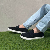 UOMO INDOSSA mocassini uomo slip on scamosciati blu Duca di Morrone