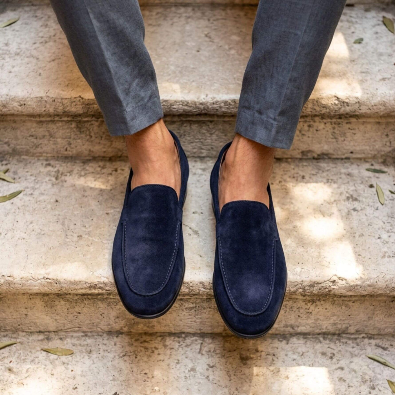 Herren-Mokassin aus blauem Wildleder – Ermes