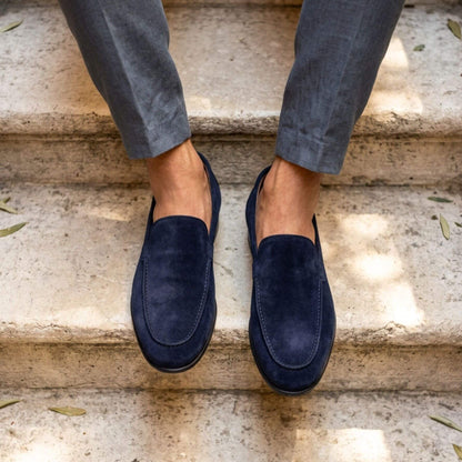 Herren-Mokassin aus blauem Wildleder – Ermes
