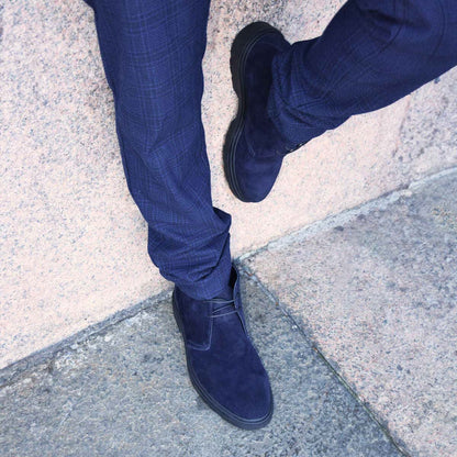 Polacchini Uomo in camoscio blu Made in Italy – Duca di Morrone