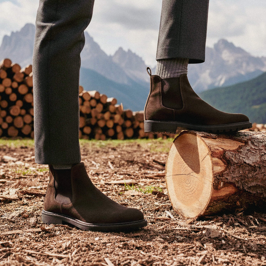 Braune Wildlederstiefeletten für Herren - Ferdinando