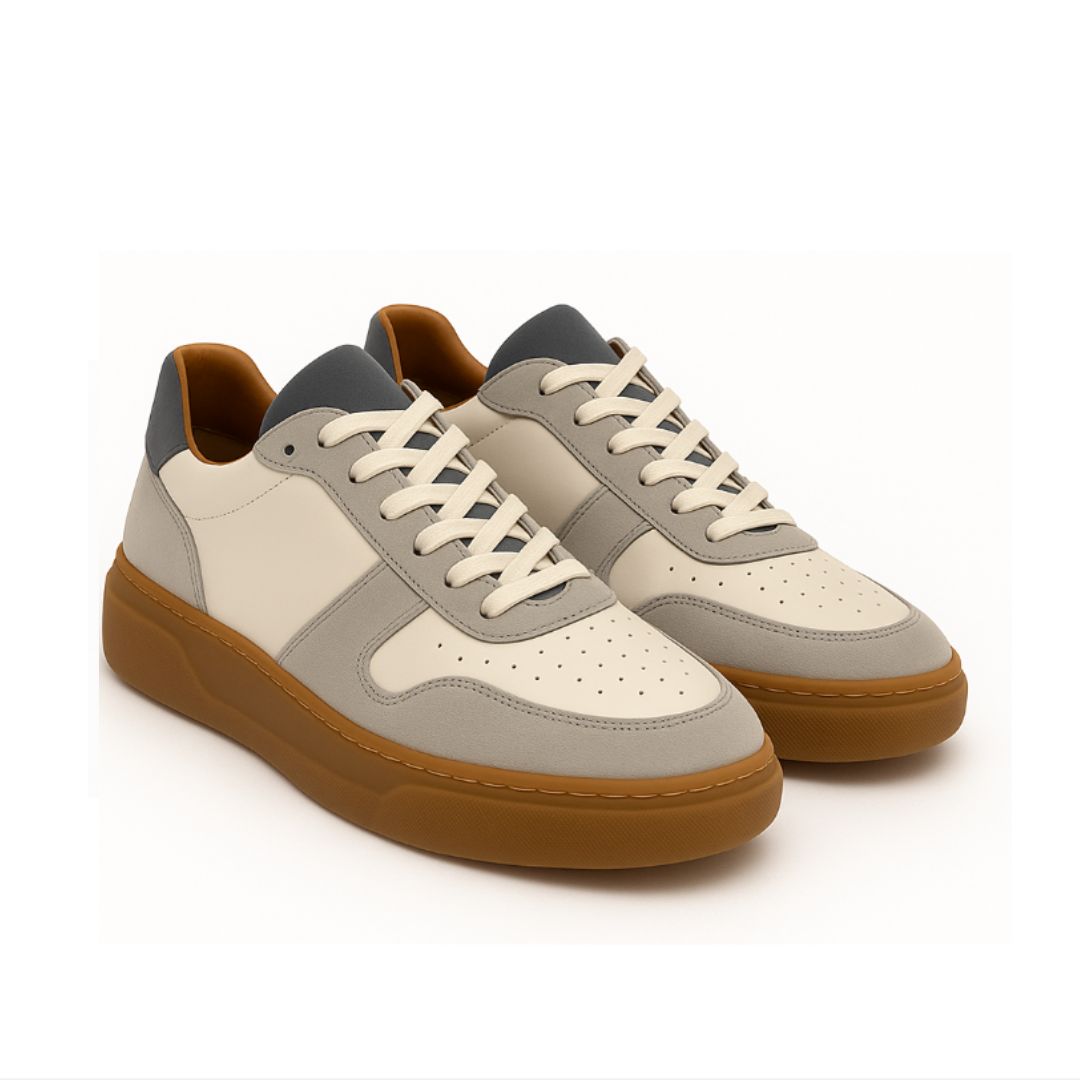 Graue weiße Wildleder -Turnschuhe - Ivan