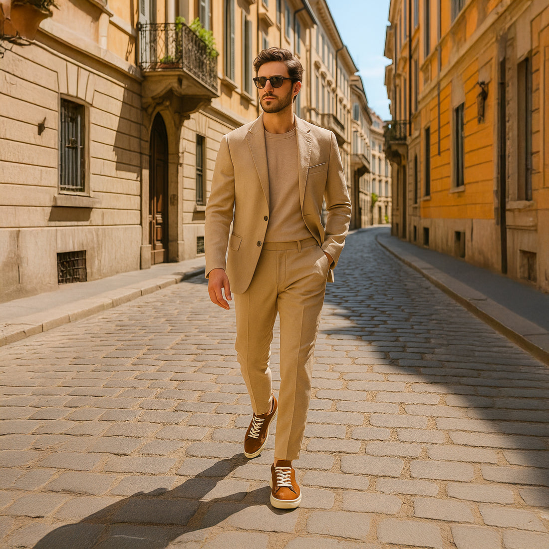 Sneakers en cuir de tabac - Ivan