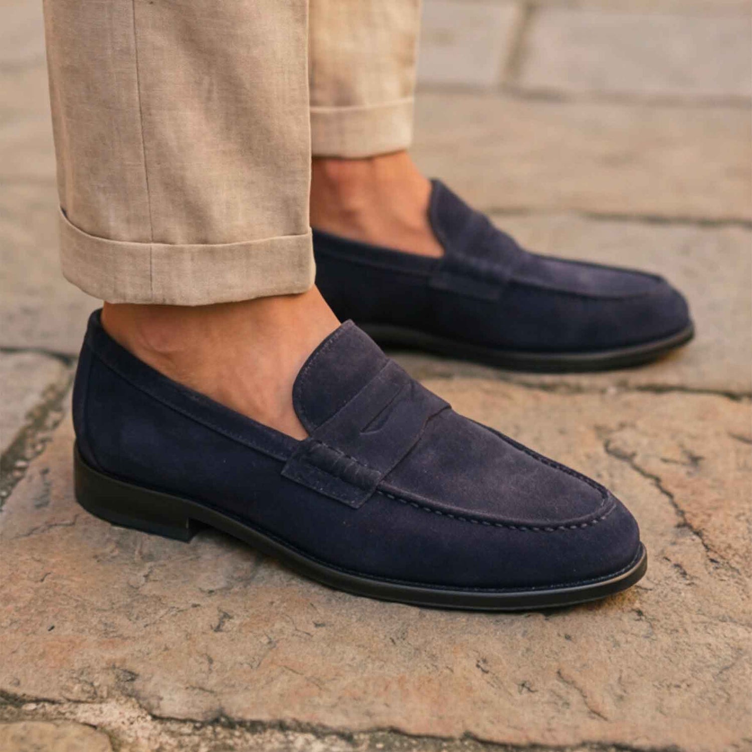 Blaue Wildleder-Slipper - Leone