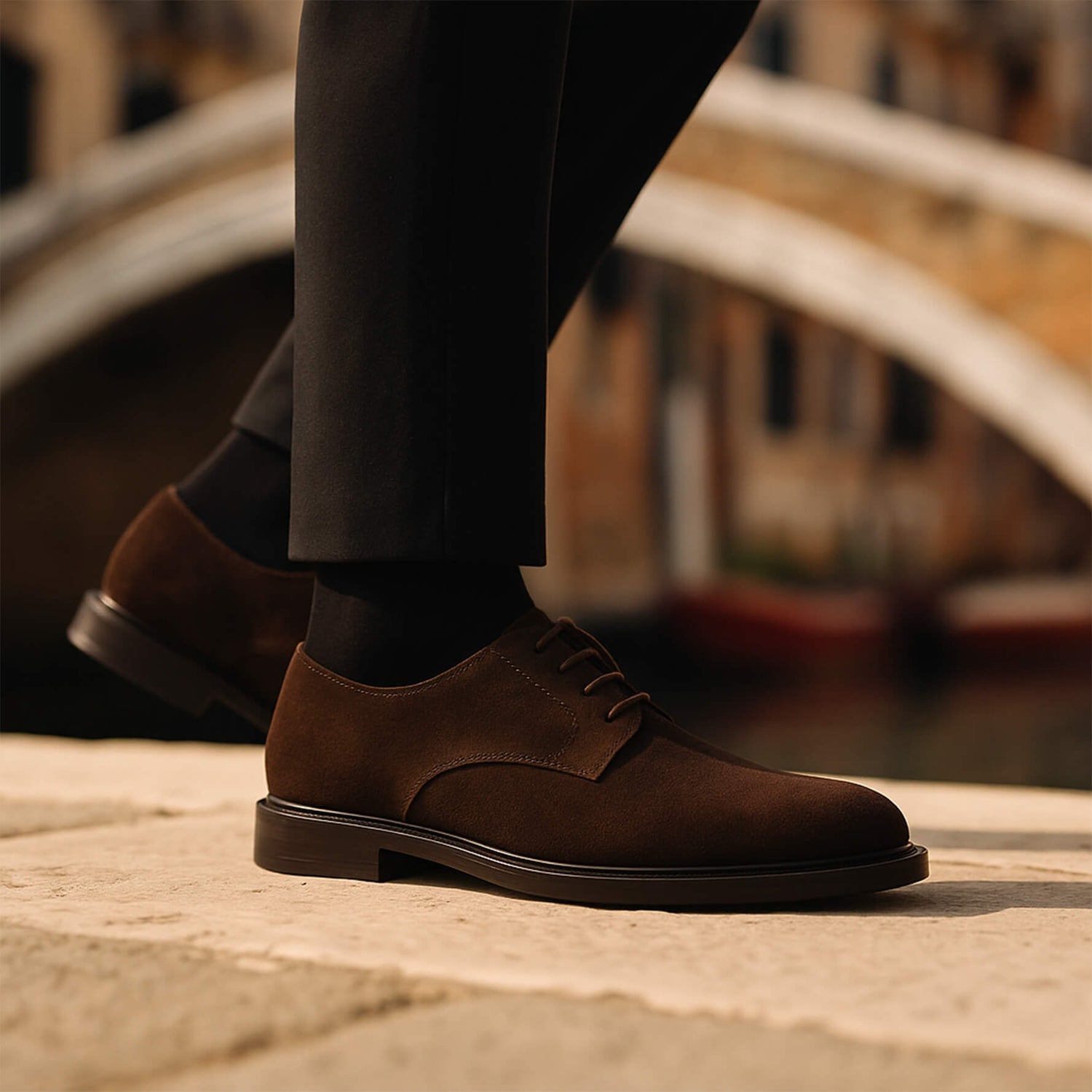 Scarpe derby in camoscio marrone - Lucrezio