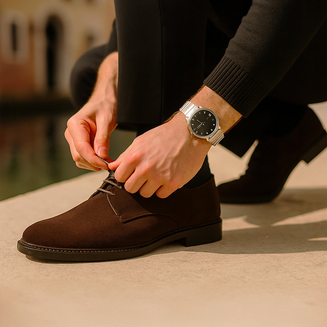 Scarpe derby in camoscio marrone - Lucrezio