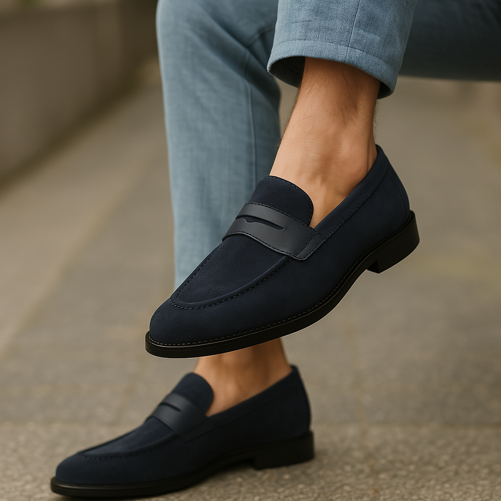 Blue Wildleder -Mokassins - Antonio