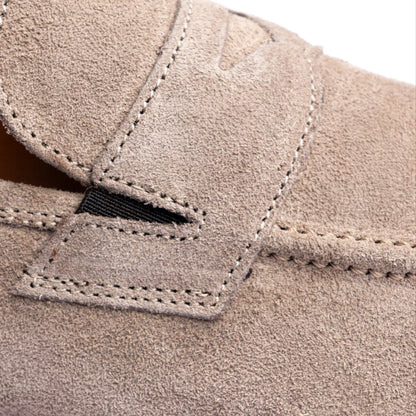 Mocassini in camoscio beige - Leone - Made in Italy dettaglio tomaia