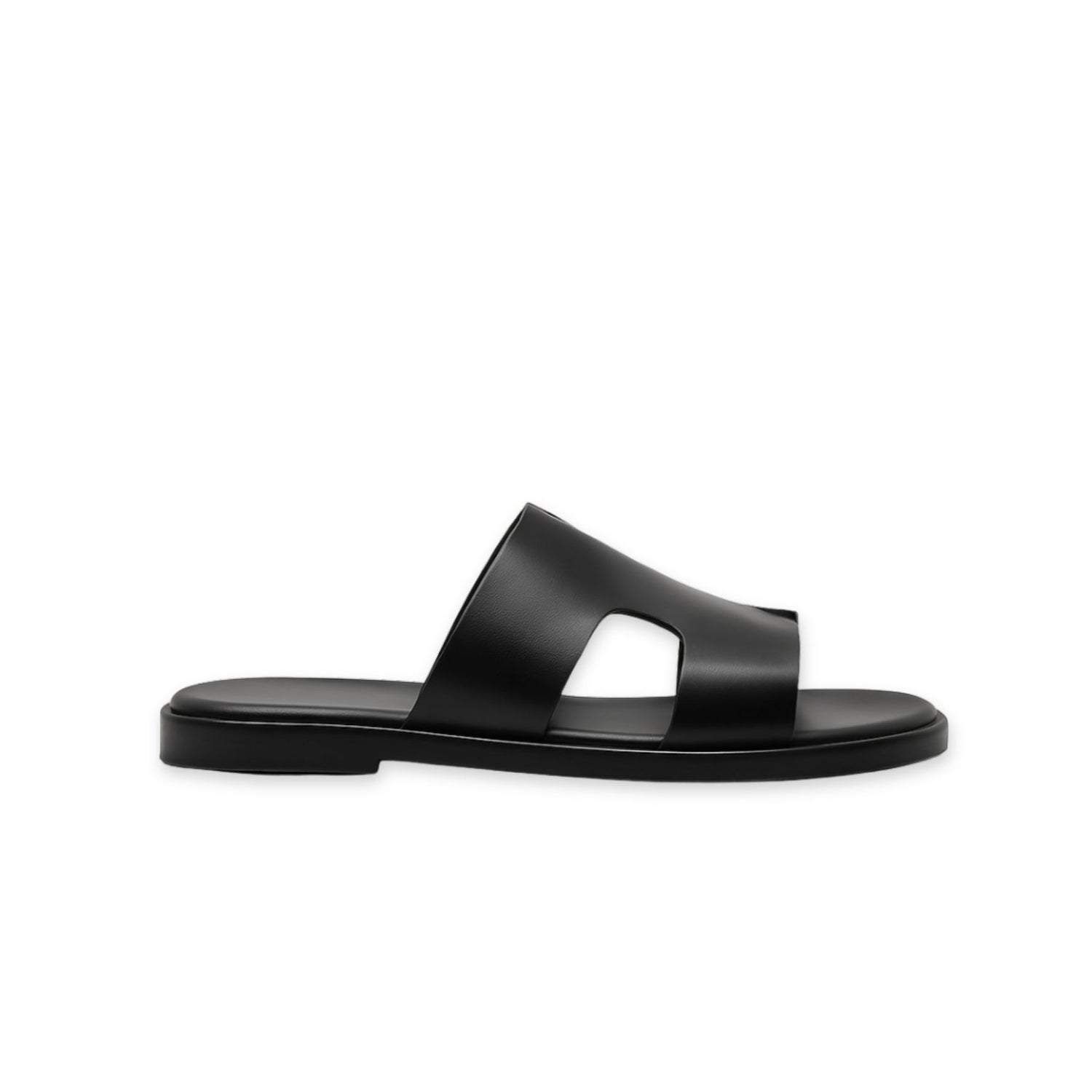 Männersandalen in schwarzem Leder Made in Italien Patrizier