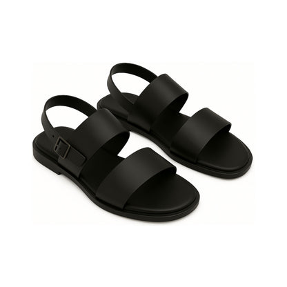 Schwarze Ledersandalen - Pietro