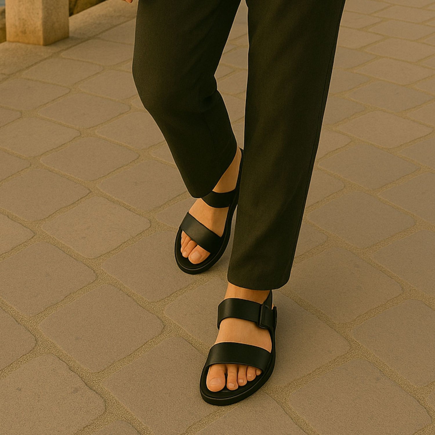 Schwarze Ledersandalen - Pietro